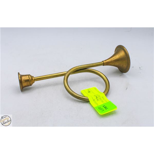 VINTAGE BRASS HORN CANDLE HOLDER