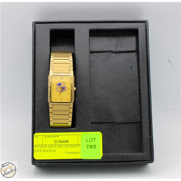 VINTAGE GENUINE DIAMONDS MEN'S WATCH