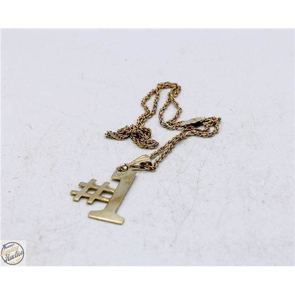 GOLD FILLED NECKLACE & PENDANT, NECKLACE IS 18 IN