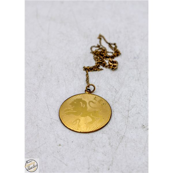 12K G.F. NECKLACE & PENDANT, 21 INCH LONG