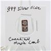 Image 1 : #3431-CANADIAN .999 FINE SILVER 1 GRAM BAR WITH