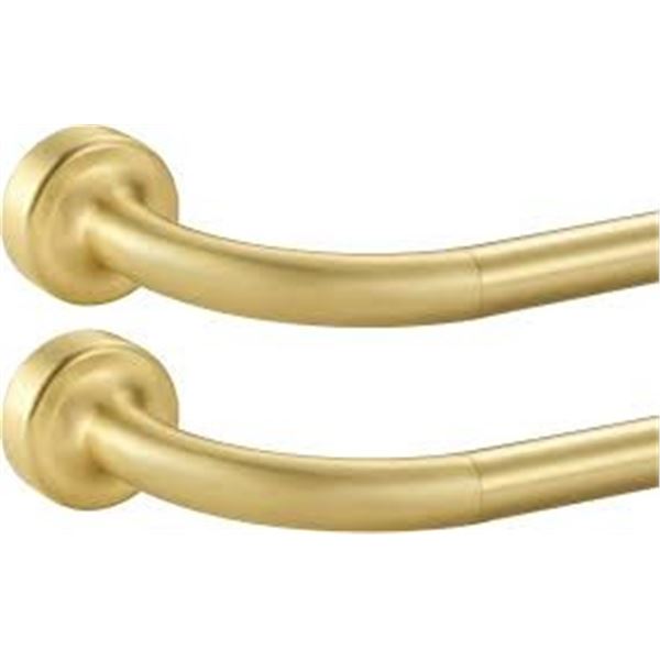 BRAND NEW 2PK WARM GOLD DISC CURTAIN RODS 84-144"