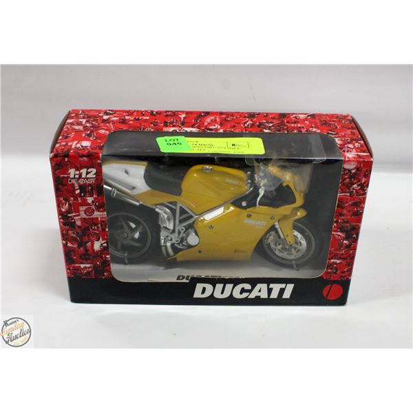 NEW DUCATI 998S DIECAST BIKE MODEL, 1/12 SCALE