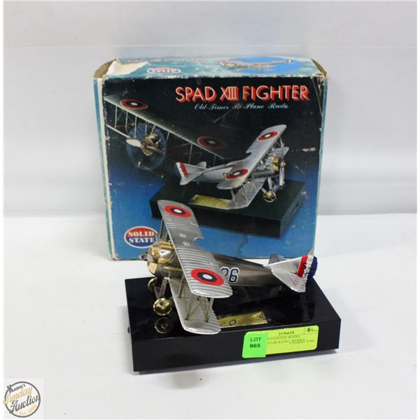 SPAD XII FIGHTER MODEL TRANSISTOR RADIO, WORKS