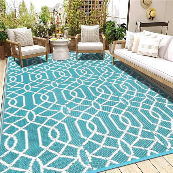 NEW HEBE OUTDOOR RUG 8 X 10FT TEAL