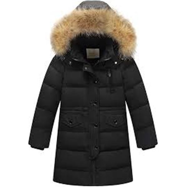 NEW AMROPI GIRLS WINTER COAT FAUX FUR BLACK