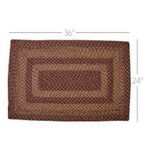 NEW BURGUNDY TAN JUTE RUG RECTANGLE W PAD 24 X 36"