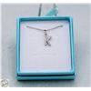 Image 1 : STERLING SILVER CZ "K" PENDANT NECKLACE