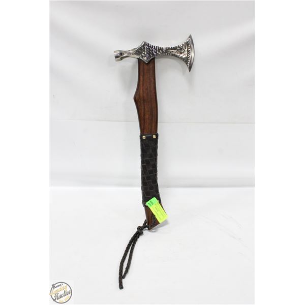 WOODEN HANDLE AXE SITH LEATHER STRAPPING NEW
