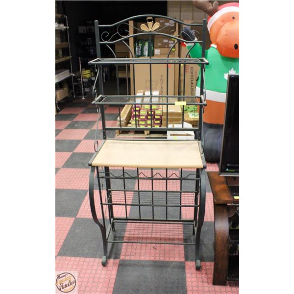 METAL WINE RACK HALLWAY STAND-TOP HAS BEEN SANDED/
