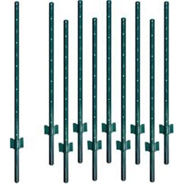 NEW W BOX 10PK 4FT FENCE POSTS METAL STAKES