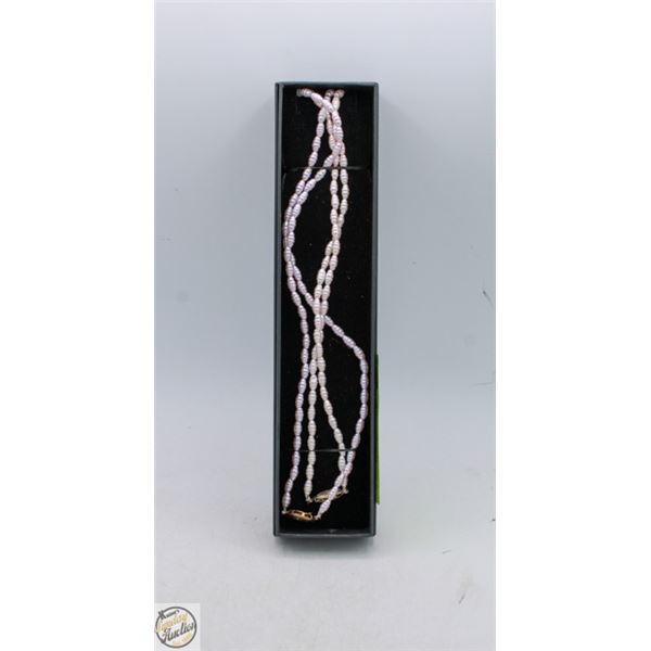 2 VINTAGE GENUINE RICE PEARL GEN. PEARL CLASP 18"