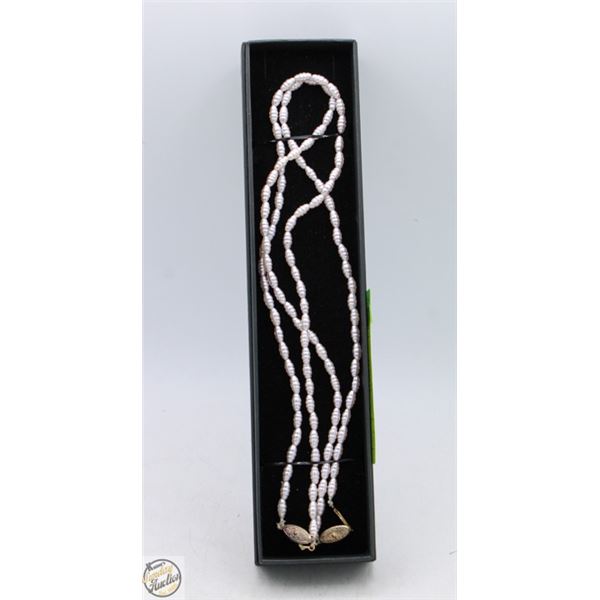 2 VINTAGE GENUINE RICE PEARL GEN. PEARL CLASP 16"