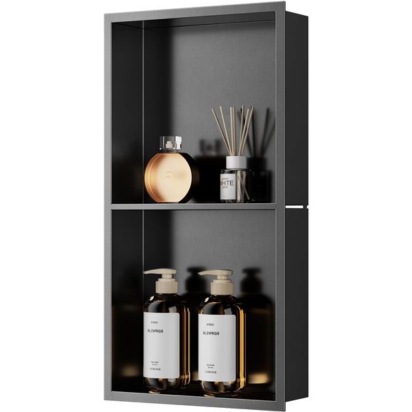 QAOYEDE BLACK SHOWER NICHE 7202B 13" X 25" X 4"