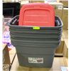 Image 1 : 5 X 22 GALLON PLASTIC STORAGE TUBS W/LIDS