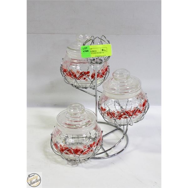 3PC CUTE JAR STAND ON METAL LOTUS STAND