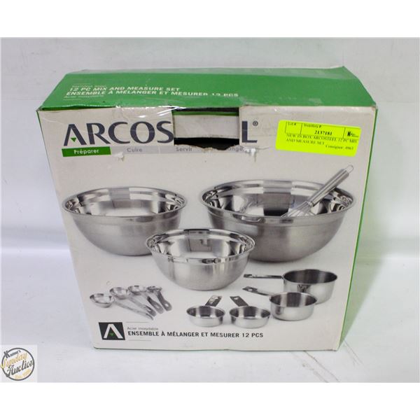 NEW IN BOX ARCOSTEEL 12 PC MIX AND MEASURE SET