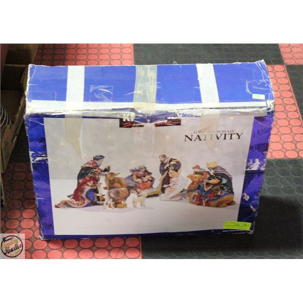 12 PIECE LARGE PORCELAINE NATIVITY SCENE