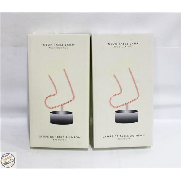 NEW 2 INDIGO NEON TABLE LAMPS