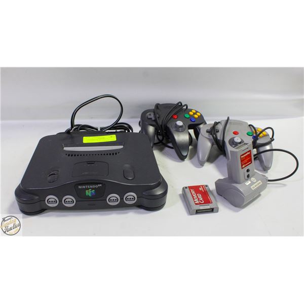 NINTENDO 64 CONSOLE, 2 CONTROLLERS &