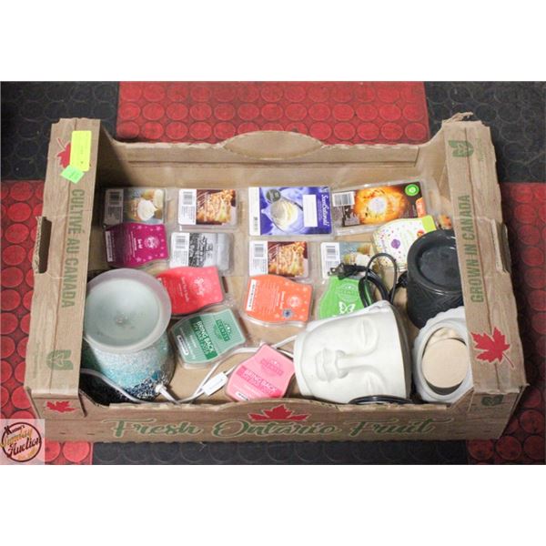 3 WAX WARMERS WITH NEW AND USED WAX SCENTS