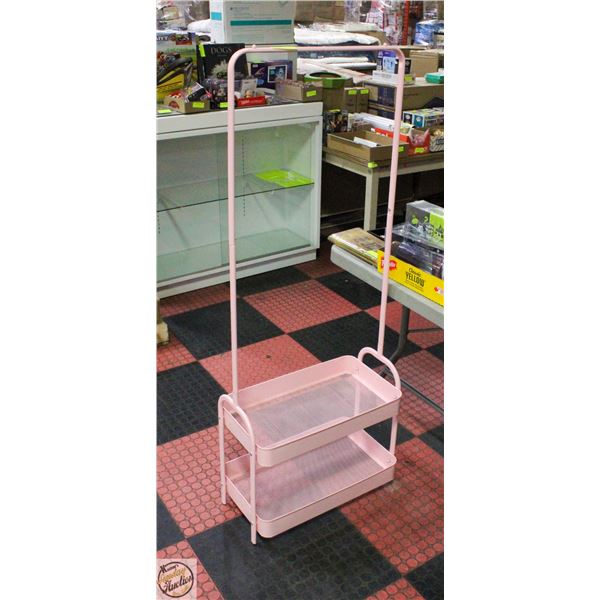 STURDY ENAMELED PINK METAL STORAGE AND
