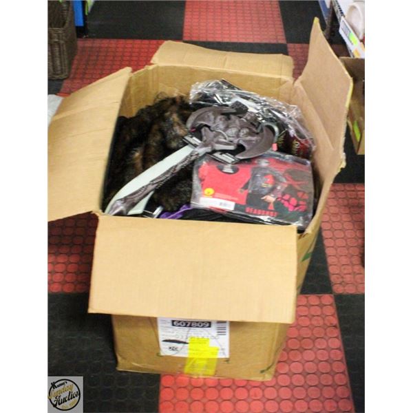 BOX OF DRESS-UP COSTUMES+ACCESSORIES