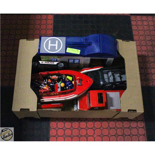 PLAYMOBILE FIRETRUCK & POLICE, 20 PEOPLE,