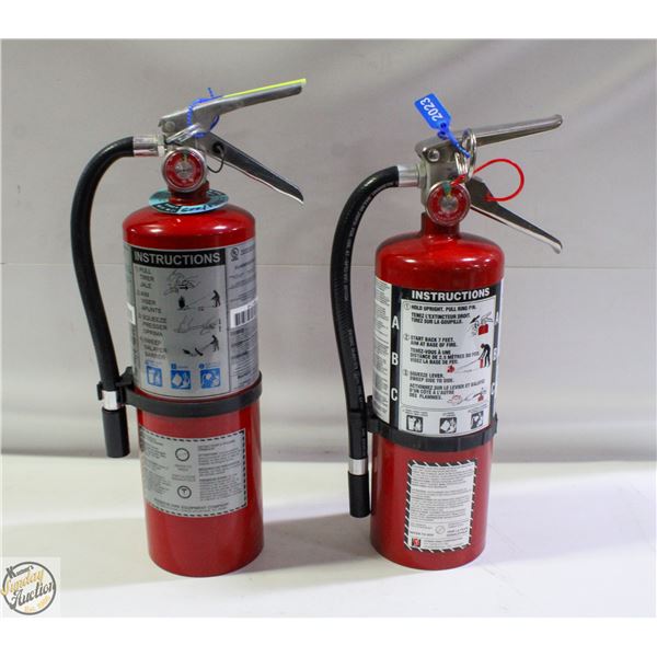 LOT OF 2 FULLY CHARGED FIRE EXTINGUISHERS 5 LBS