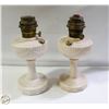 Image 1 : PAIR OF MILK GLASS ANTIQUE OIL LAMPS - NO SHADES