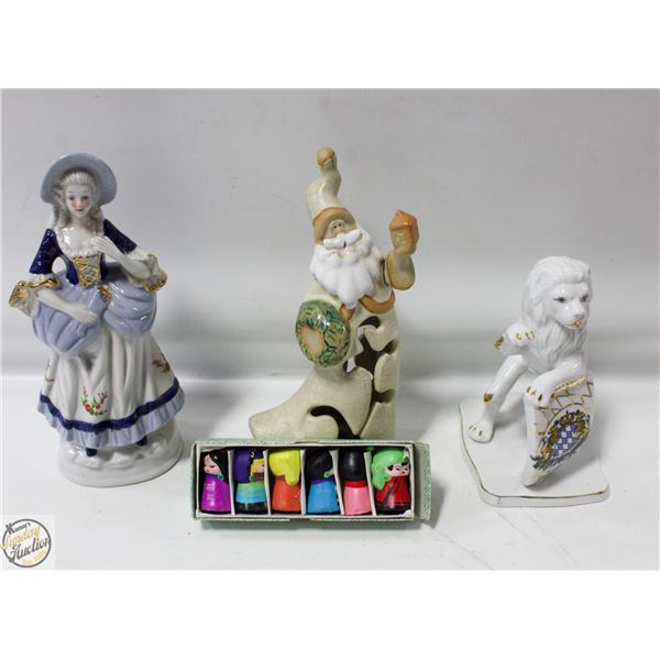 CERAMIC STATUE X 3, MUD CHINESE CHARACTER