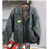 Image 1 : MENS XL LEATHER VINTAGE GREEN COAT-ESTATE