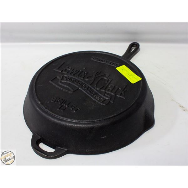 LEWIS & CLARK 12' CAST IRON DEEP SKILLET FRY PAN