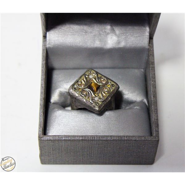 925 SILVER TIGERS EYE LARGE RING IN BOX-ESTATE