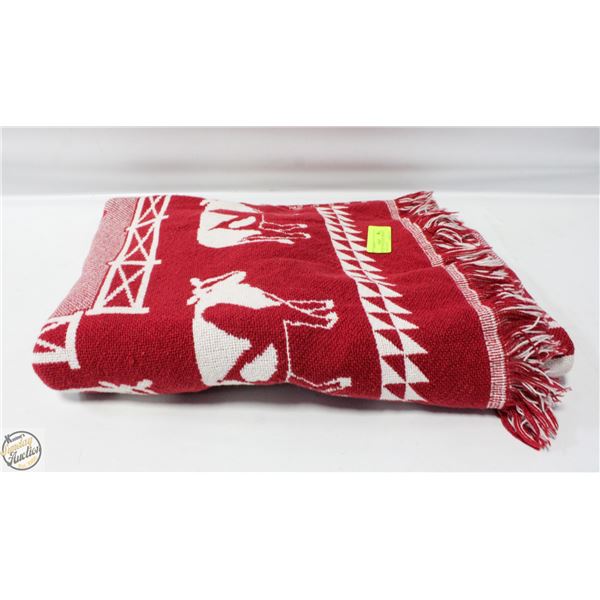 VINTAGE COW WEAVED TAPESTRY BLANKET-ESTATE