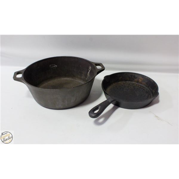 CAST IRON DUTCH OVEN 3.75 LITRE & CAST IRON FRY
