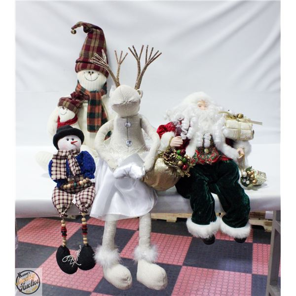 SHELF SITTING SNOWMAN & REINDEER & SANTA