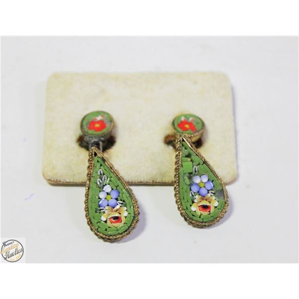 ANTIQUE ITALIAN MICRO MOSAIC EARRINGS