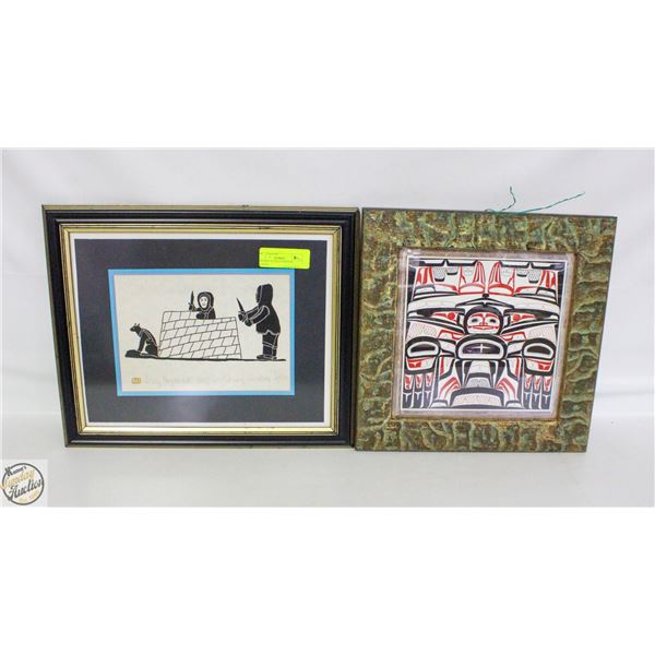 2 FRAMED NATIVE PRINTS R. VICKERS