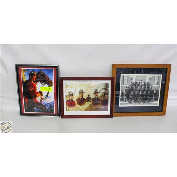 3 RCMP FRAMED PRINTS -K SQUAD 1942,