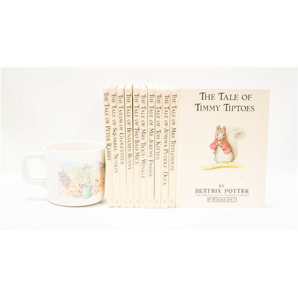 11 BEATRIX POTTER KID’S BOOKS & CUP. (VINTAGE)