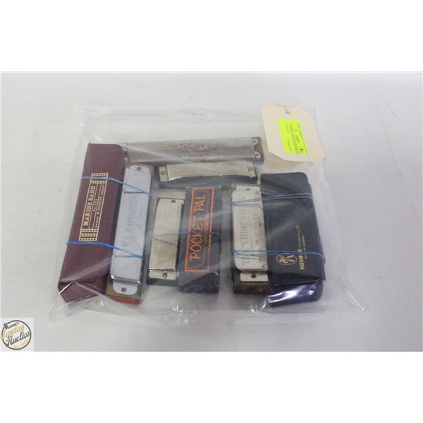 5 ASSORTED HOHNER HARMONICAS NEW & USED
