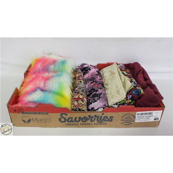 FLAT WITH LOTS OF YARDS OF SEWING FABRIC