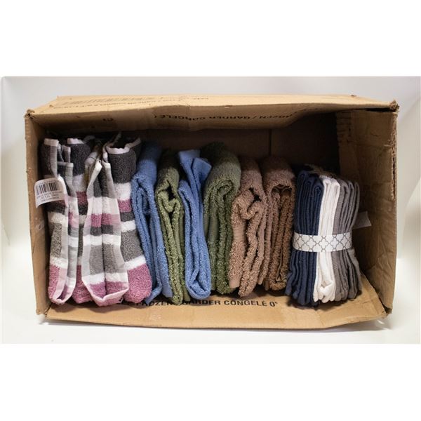 PACKAGE OF NEW WASH CLOTHS+HAND TOWELS W/TAGS