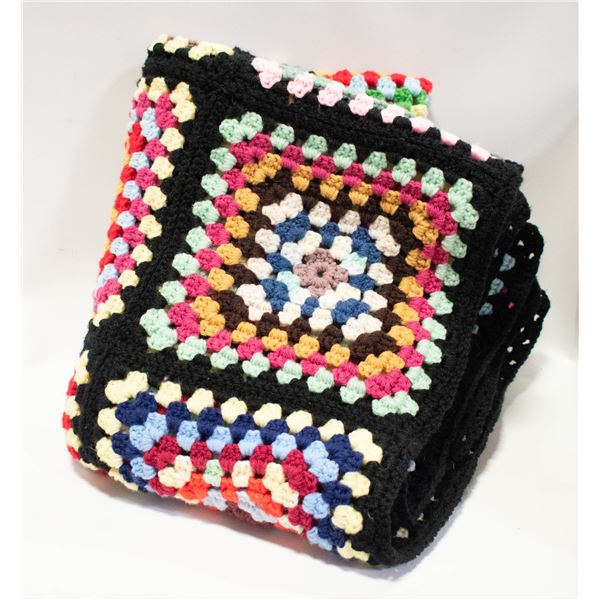 HANDMADE THROW GRANDMA SQUARES BLANKET