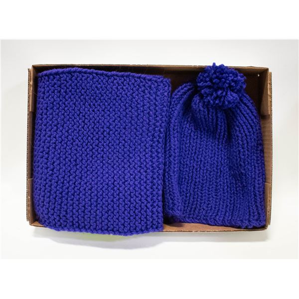 HANDMADE TOUQUE + MATCHING LARGE SCARF PURPLE
