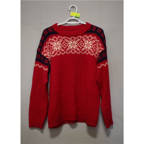 MENS MED/LARGE RED HEAVY WOOL NORWEGIAN