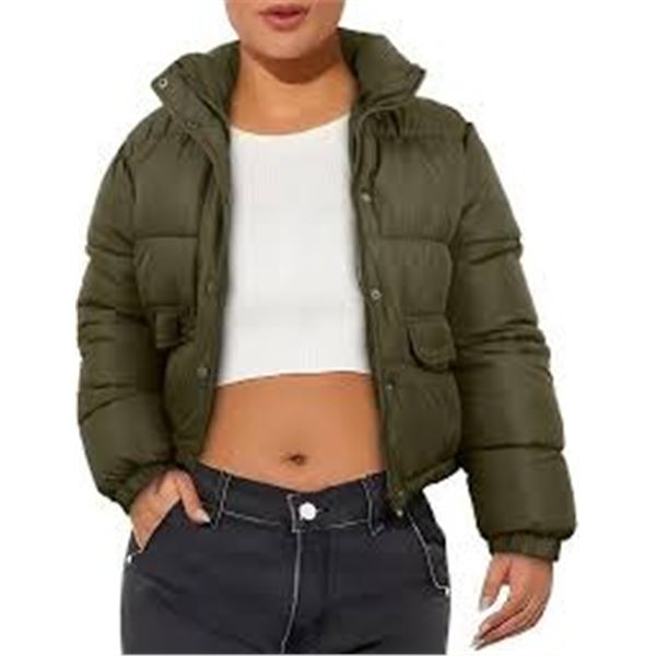NEW XSYLXGC WOMENS CROP SHORT JACKET COAT OLIVE L