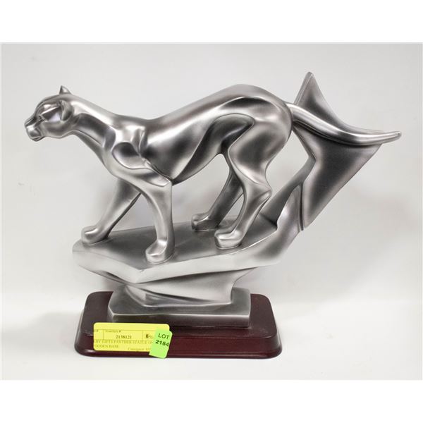 ELBY GIFTS PANTHER STATUE ON WOODEN BASE H-10"