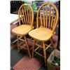 Image 1 : PAIR OF SOLID WOOD SWIVEL BAR STOOLS